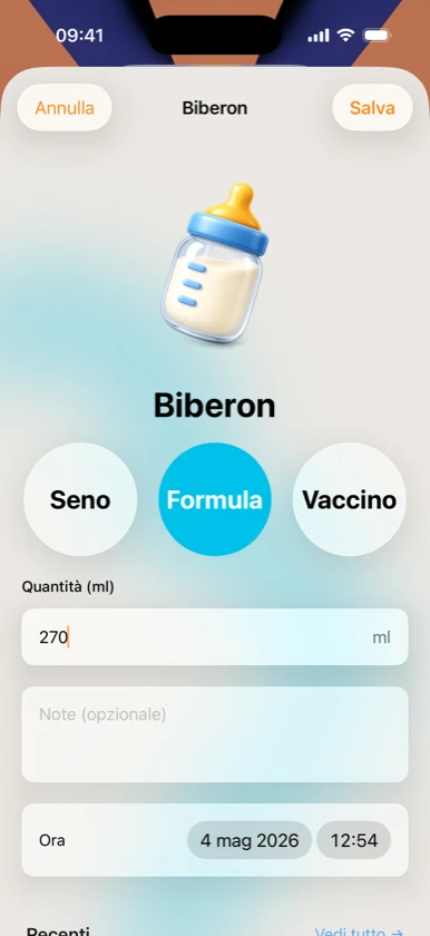 Ribbon Family — tracciamento biberon e allattamento